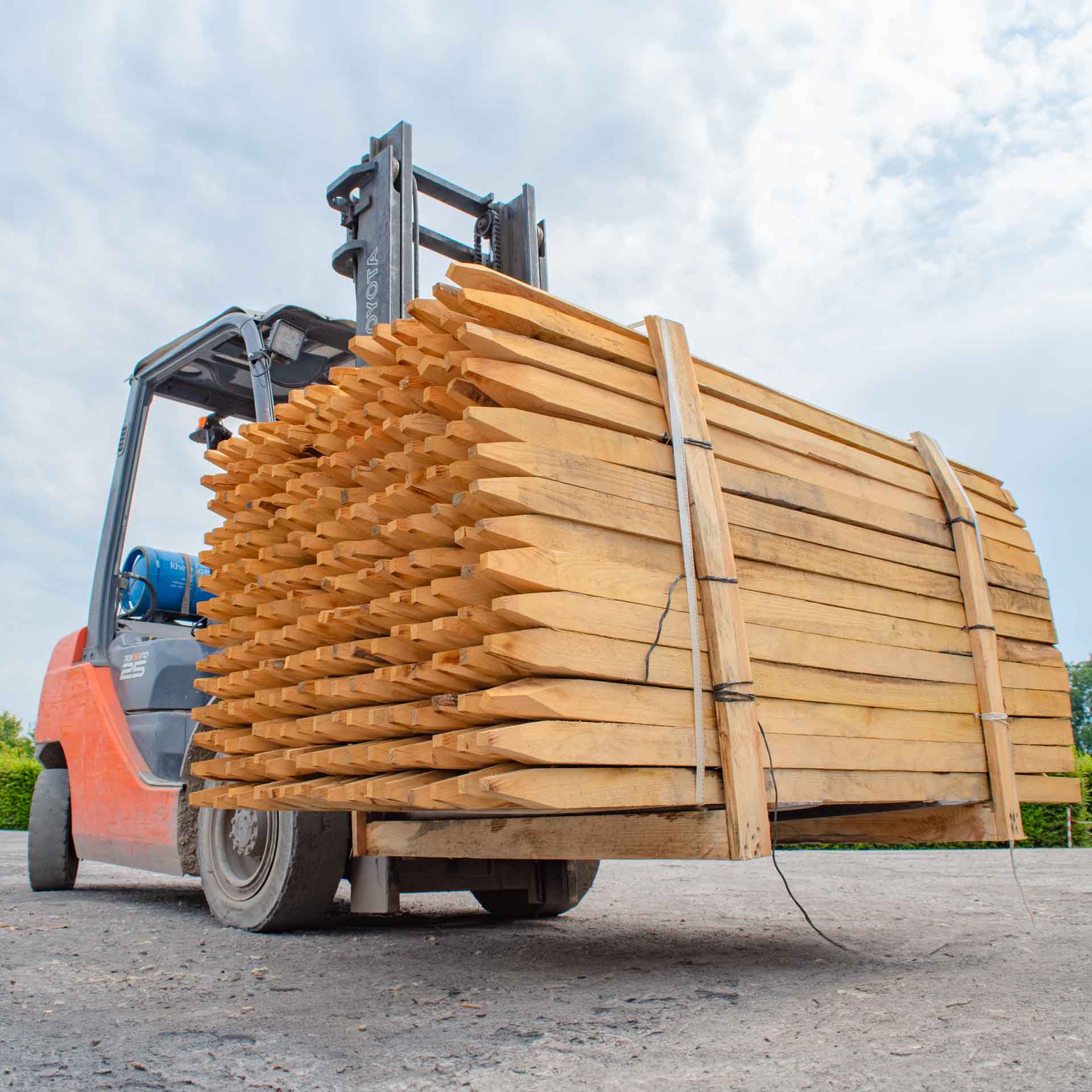 Vijfhoekige kastanje paal, 120 cm lang, diameter 6-8 cm