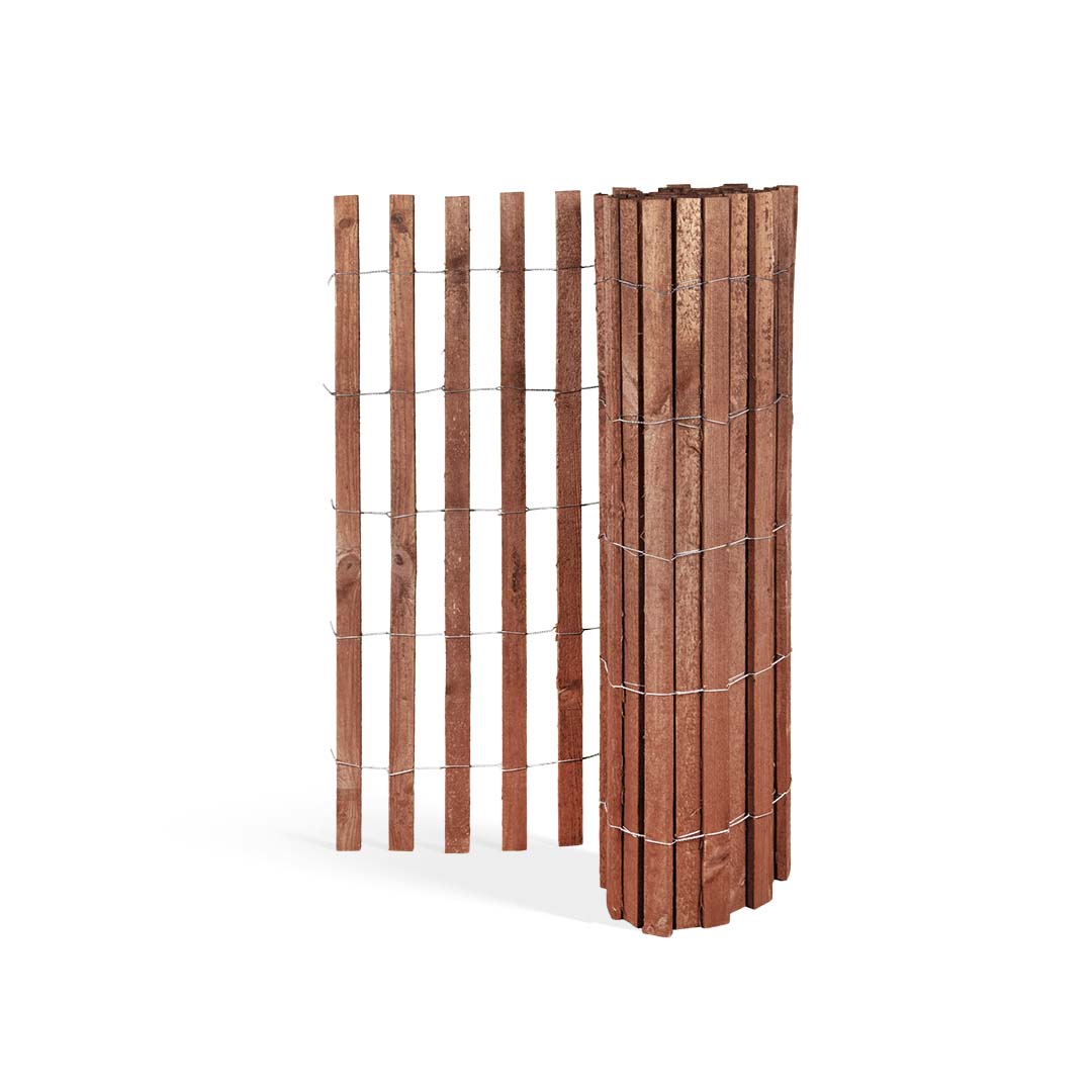 Boombeschermings-/bijtbeschermingshek van sparrenhout (geïmpregneerd) - lengte 5 meter, hoogte 120 cm, Latafstand ~6 cm