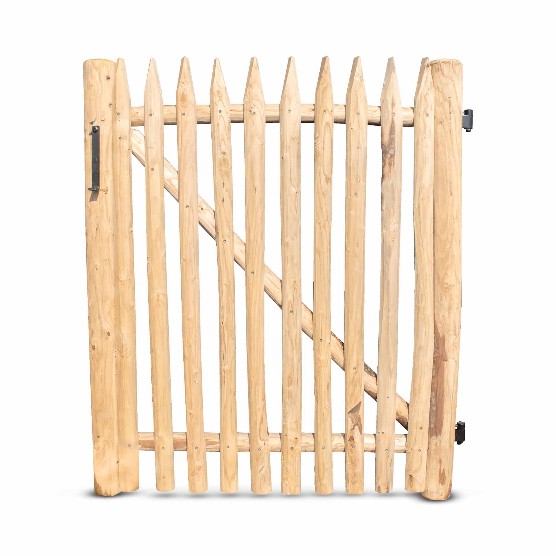 Premium Schapenhek poort, kastanje, B100 cm, H120 cm (pen-en-gatverbinding en geschroefd) incl. beslag, voorgemonteerd