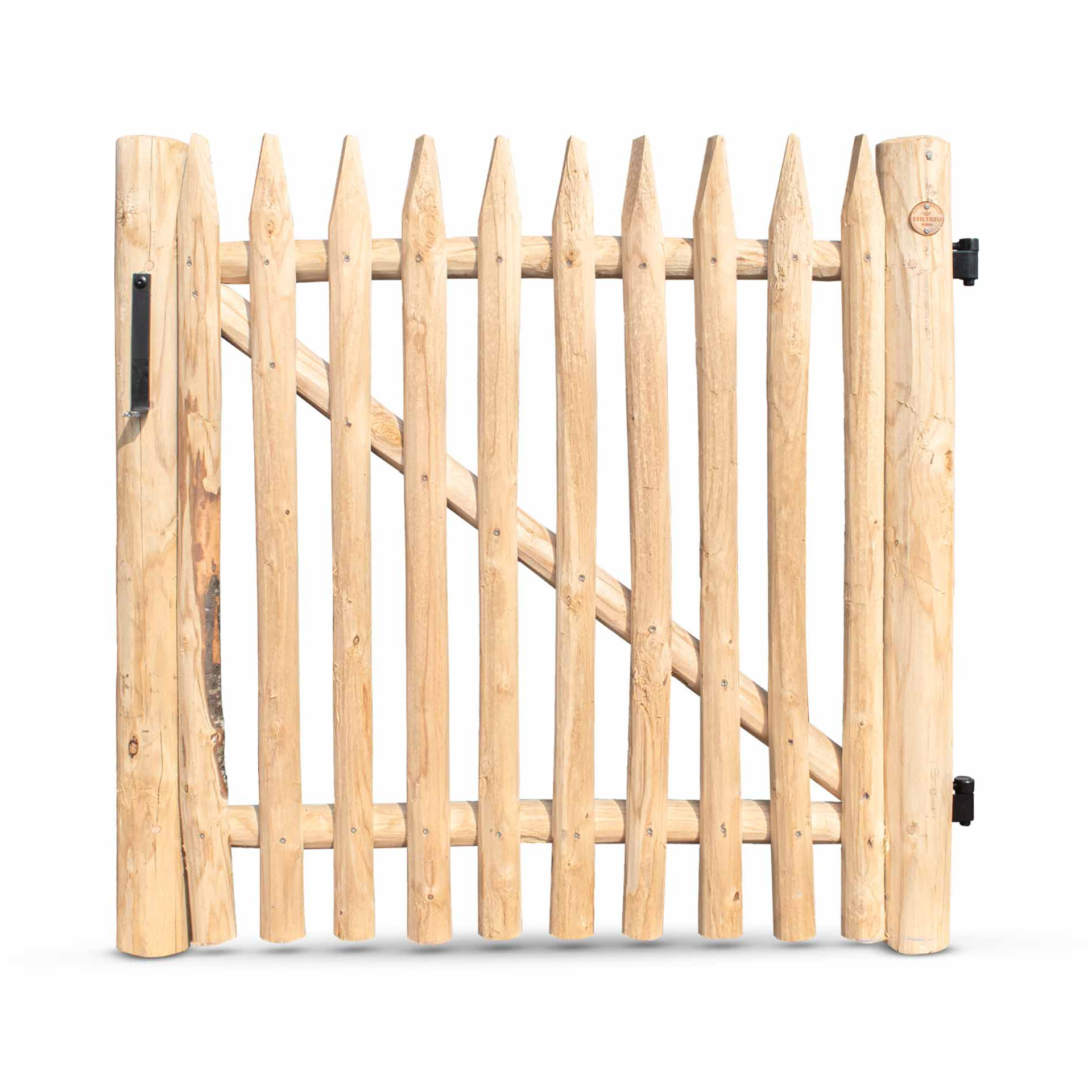 Premium Schapenhek poort, kastanje (pen-en-gatverbinding en geschroefd) incl. beslag, voorgemonteerd