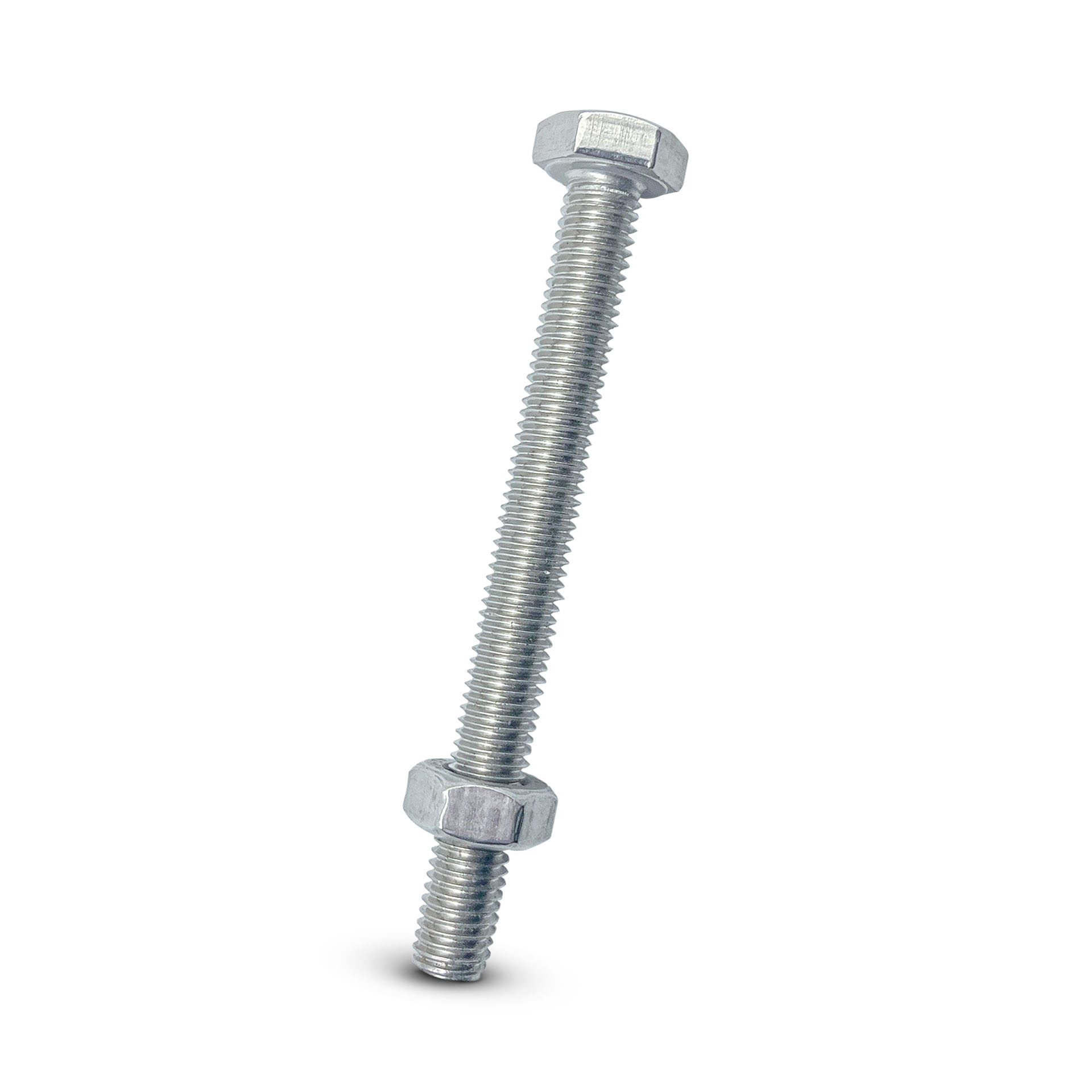 Schroef met schroefdraad, zeskantkop M10 x 100 mm van roestvrij staal met moer voor bodemhulsen